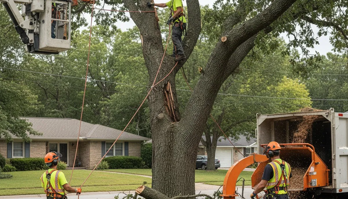 Emergency tree removal crew responding to storm damage in Saugus, MA
