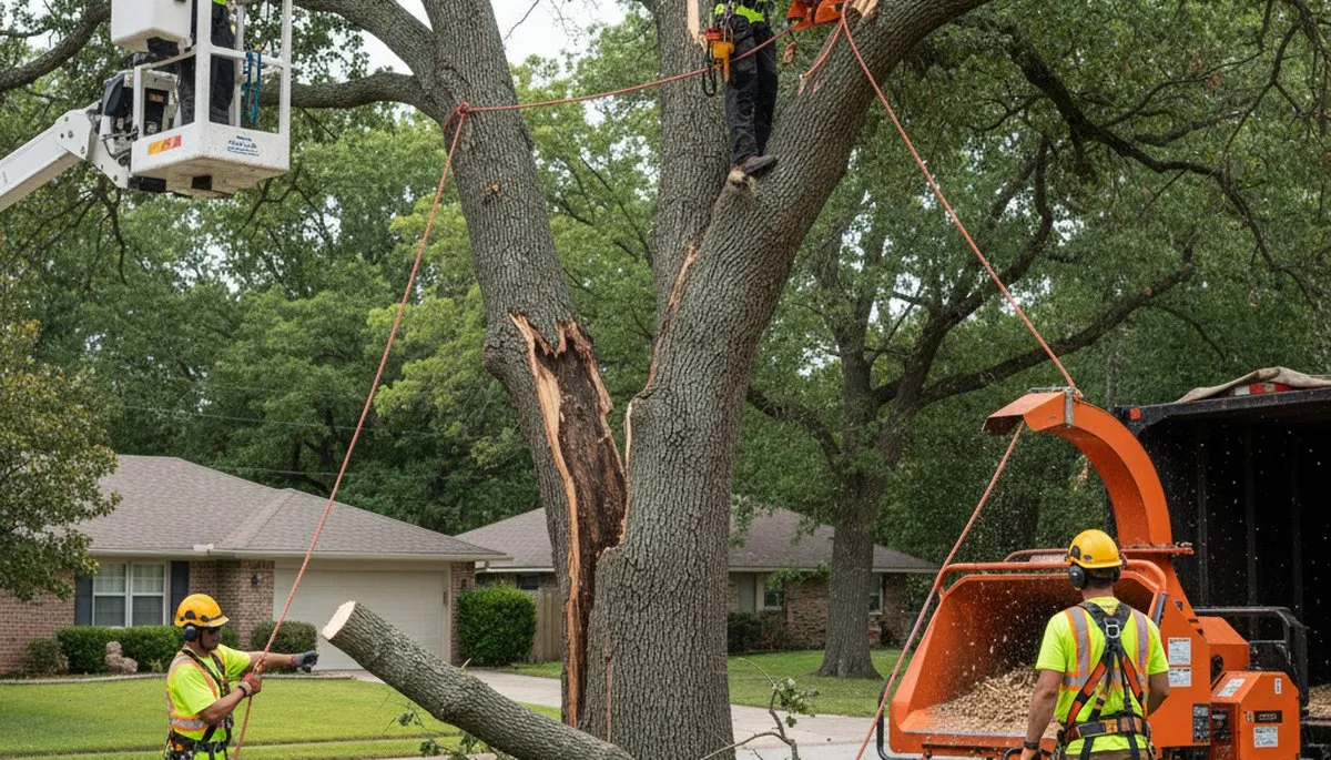 Emergency tree service crew in Saugus, MA responding to storm-damaged trees and hazards