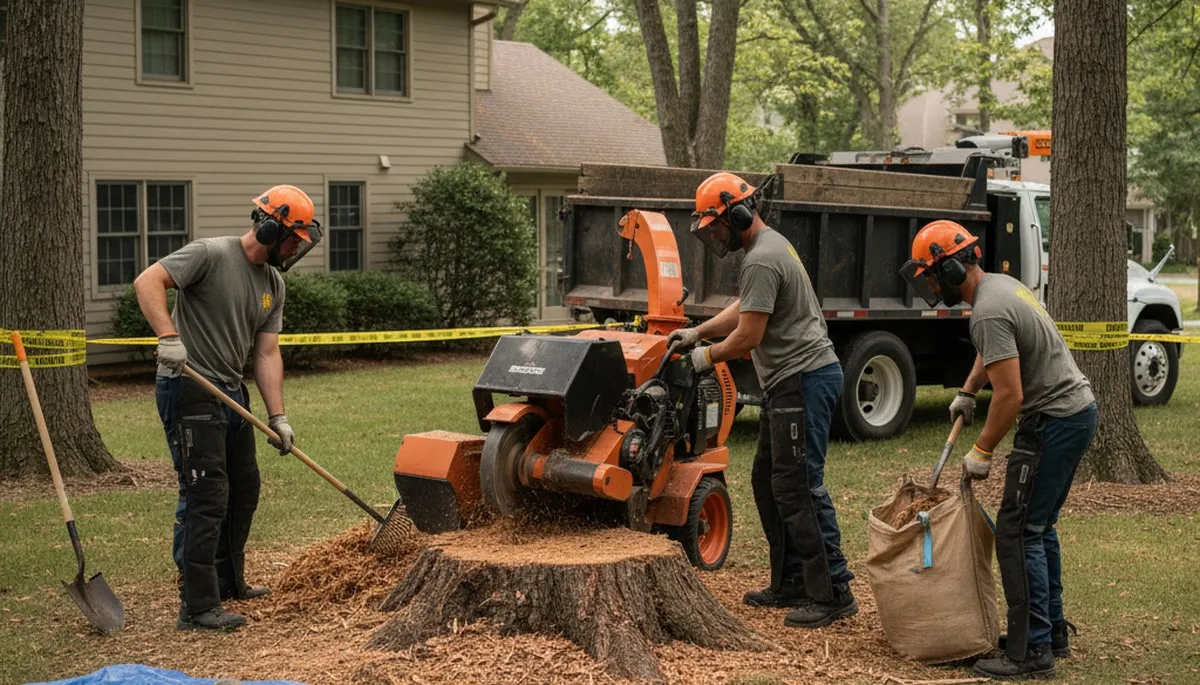 Stump removal service in Saugus, MA for lawns, driveways, and tight access areas by Arbor Tree Care