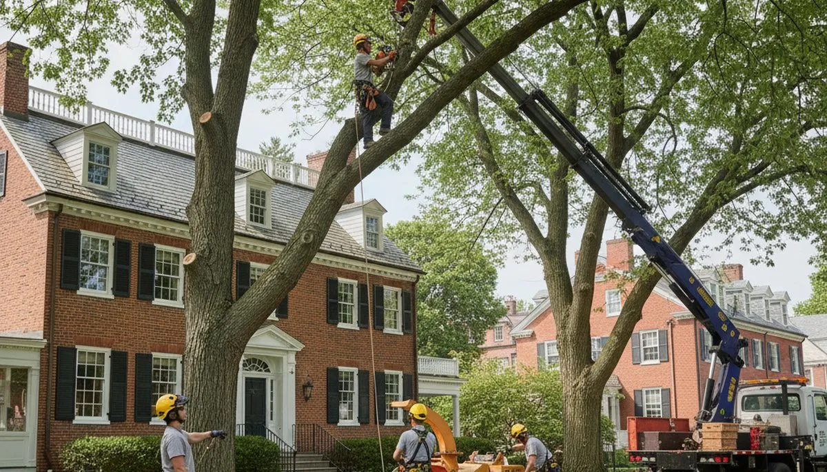 Tree service crew in Saugus, MA handling safe tree removal and trimming for a local property