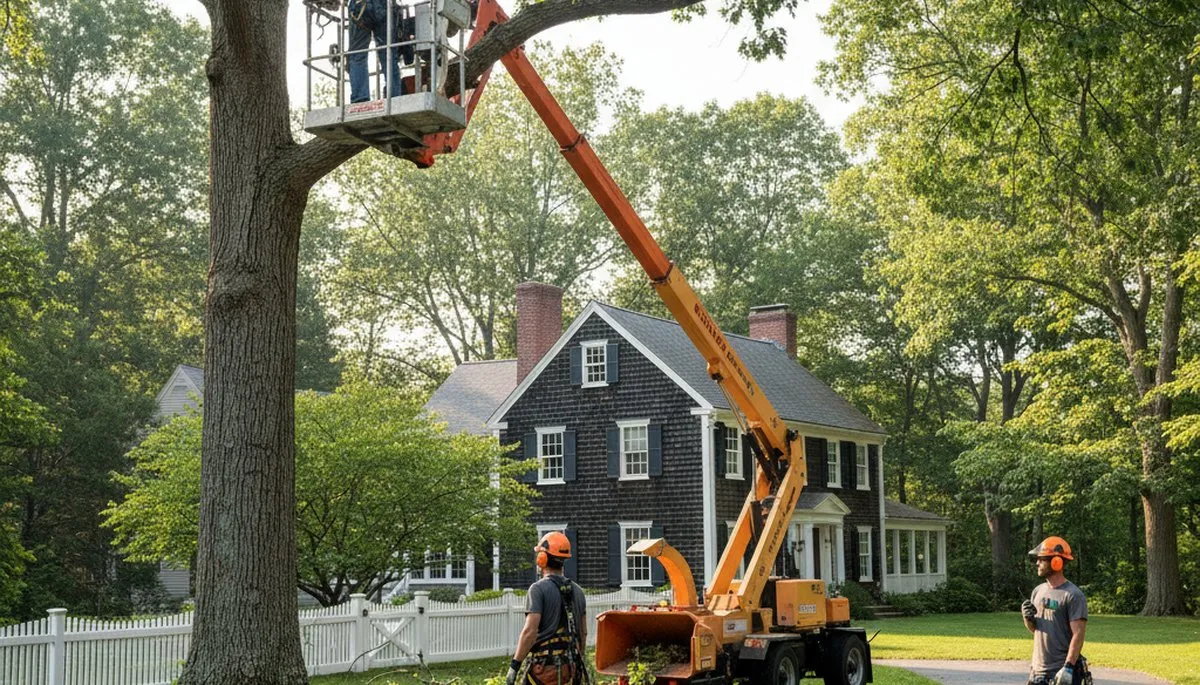 Tree service crew in Saugus, MA performing professional tree removal and trimming