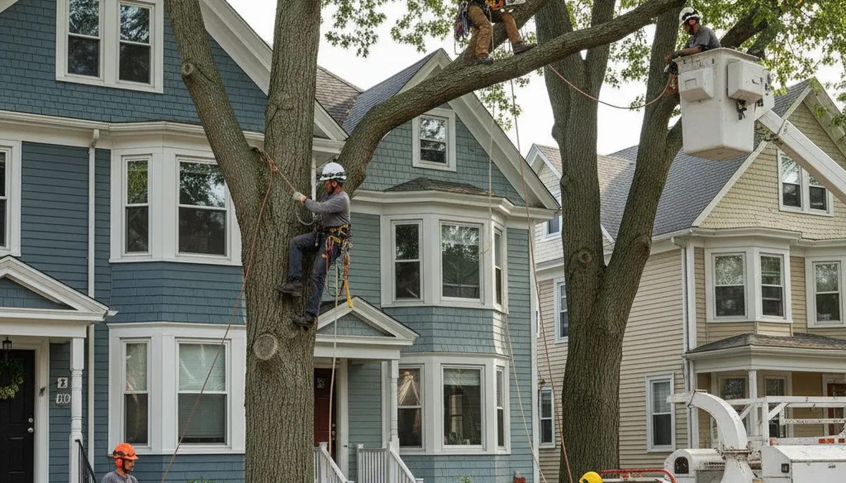 Tree service crew in Saugus, MA performing professional tree removal and trimming work