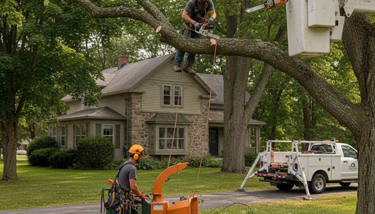 Tree service crew in Saugus, MA providing safe tree removal and trimming for local properties